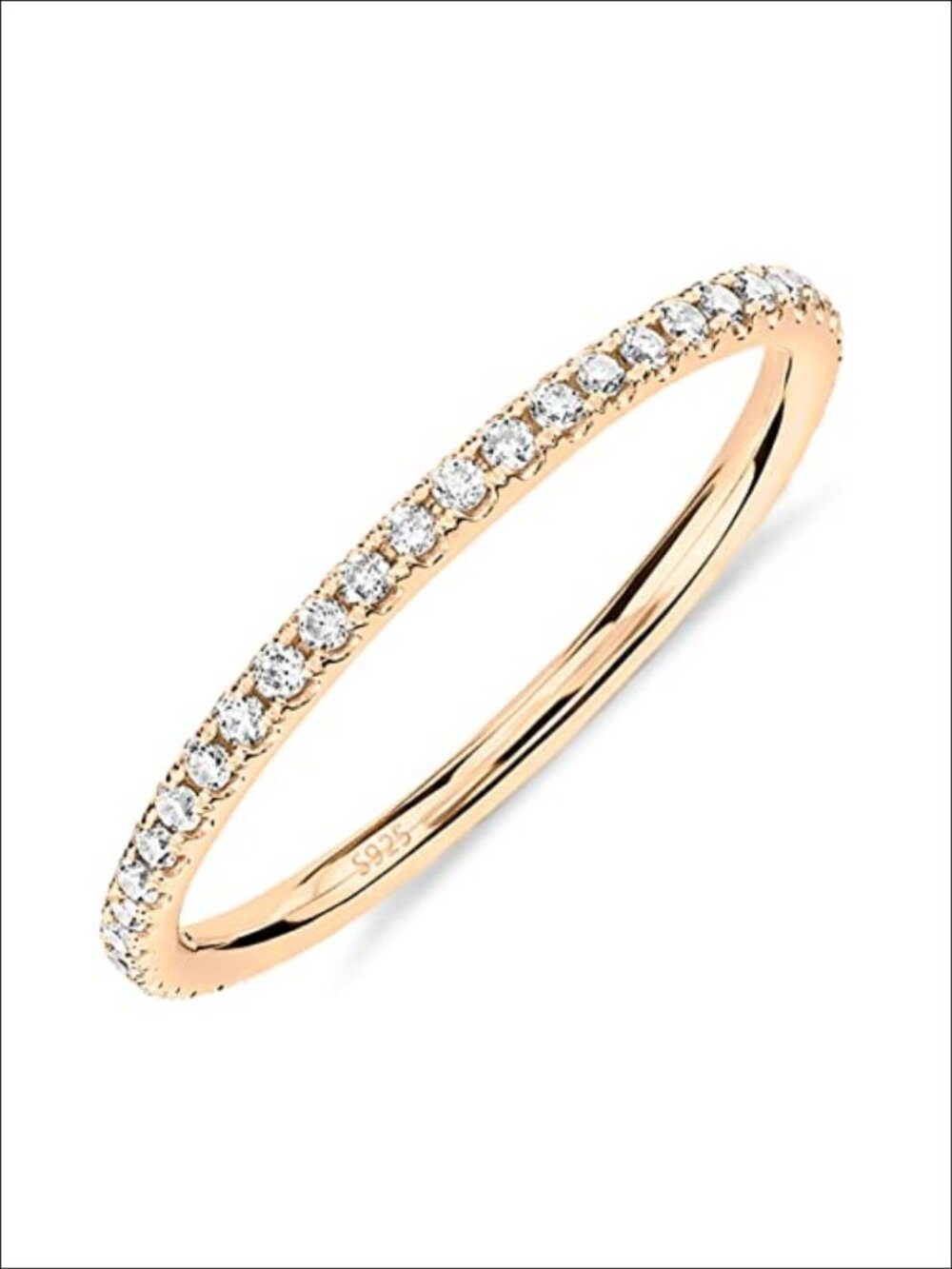 18K Gold Vermeil 925 Sterling Silver CZ Eternity Wedding Band Ring